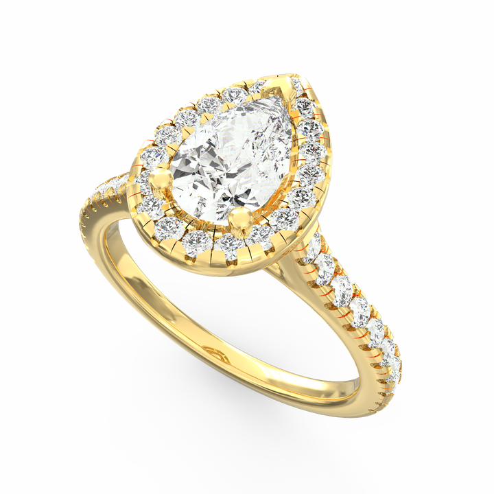 Eternal Sparkle Pear Diamond Halo Engagement Ring