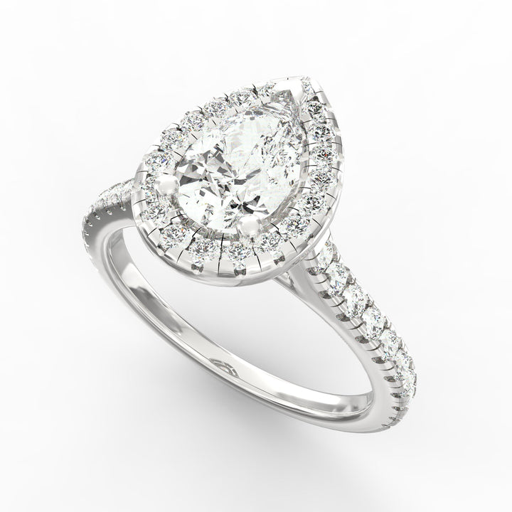 Eternal Sparkle Pear Diamond Halo Engagement Ring