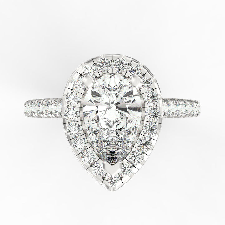 Eternal Sparkle Pear Diamond Halo Engagement Ring
