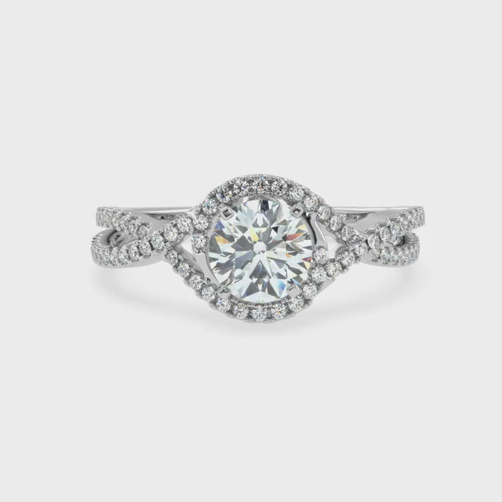 Whispering Elegance The Criss Cross Micro Pave Solitaire Diamond Ring