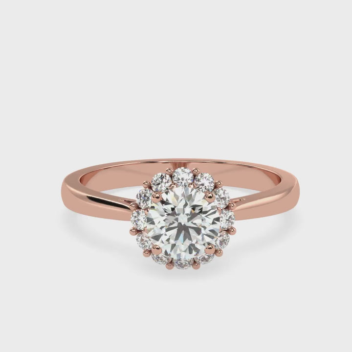 Radiant Halo Sparkle Solitaire Diamond Ring