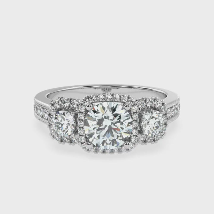 Celestial Elegance: The Tri-Level Solitaire Diamond Ring