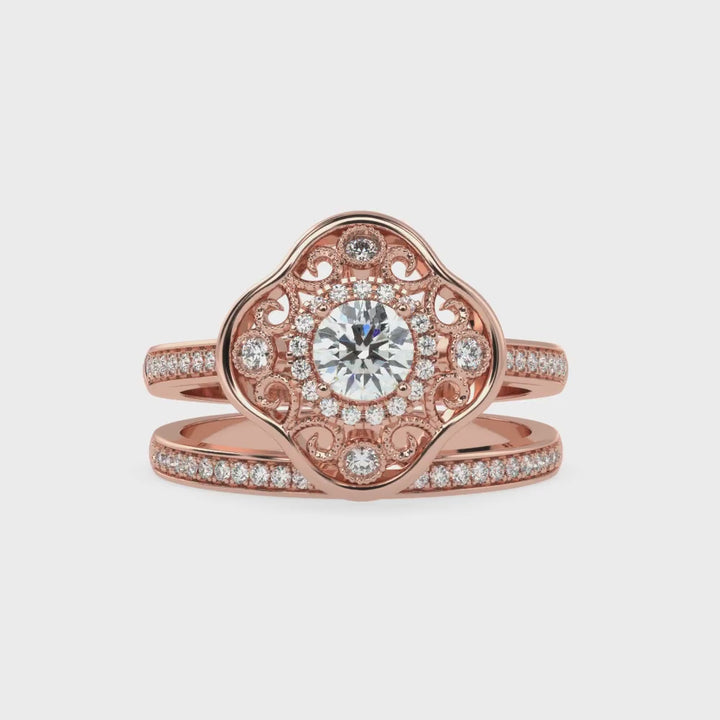 Clover Brilliance Duo Solitaire Bridal Ring Set