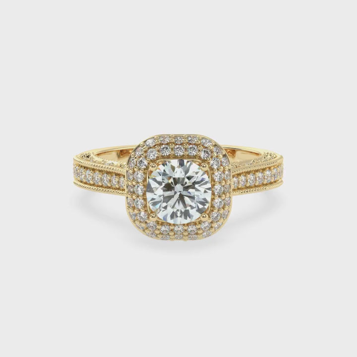 Dazzling Twin Halo Solitaire Diamond Ring