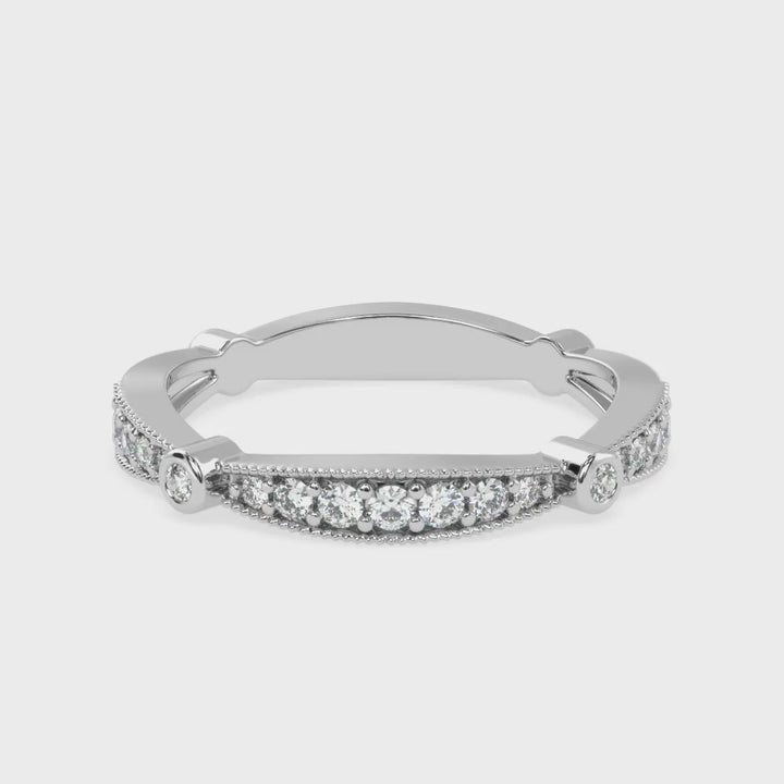 Graceful Gradation - Scalloped Diamond Band Ring in Pave Setting