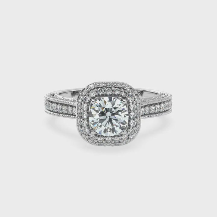 Dazzling Twin Halo Solitaire Diamond Ring
