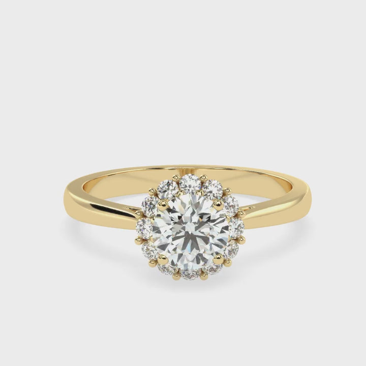 Radiant Halo Sparkle Solitaire Diamond Ring