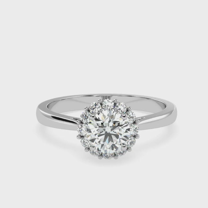 Radiant Halo Sparkle Solitaire Diamond Ring