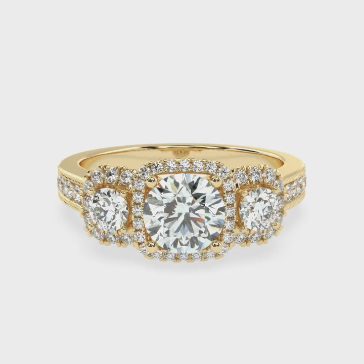 Celestial Elegance: The Tri-Level Solitaire Diamond Ring