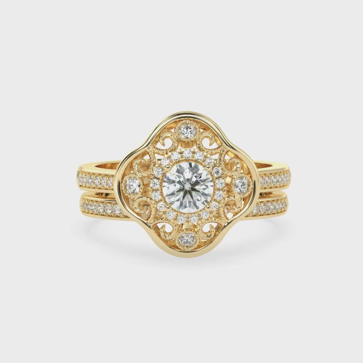 Clover Brilliance Duo Solitaire Bridal Ring Set