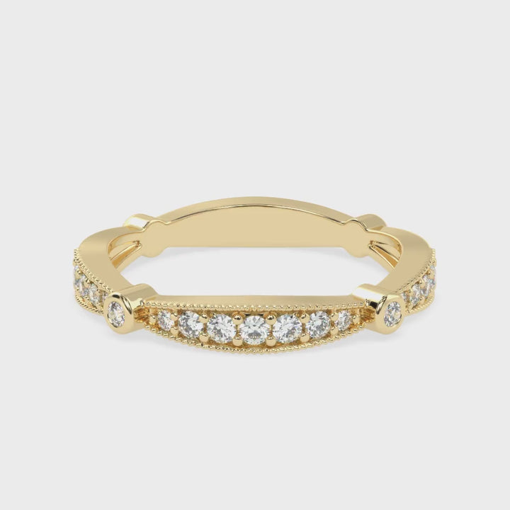 Graceful Gradation - Scalloped Diamond Band Ring in Pave Setting