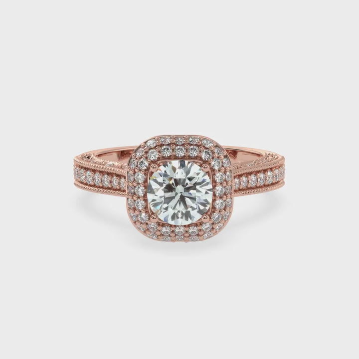 Dazzling Twin Halo Solitaire Diamond Ring