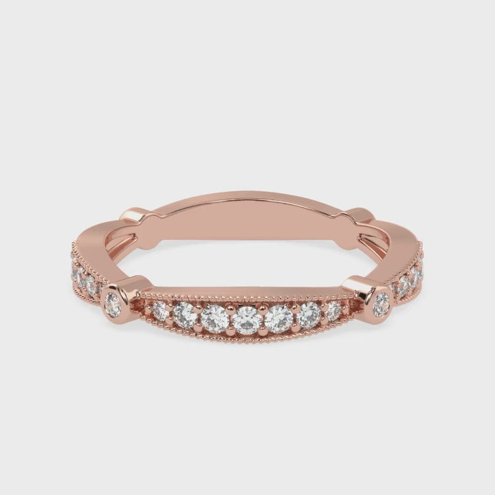 Graceful Gradation - Scalloped Diamond Band Ring in Pave Setting